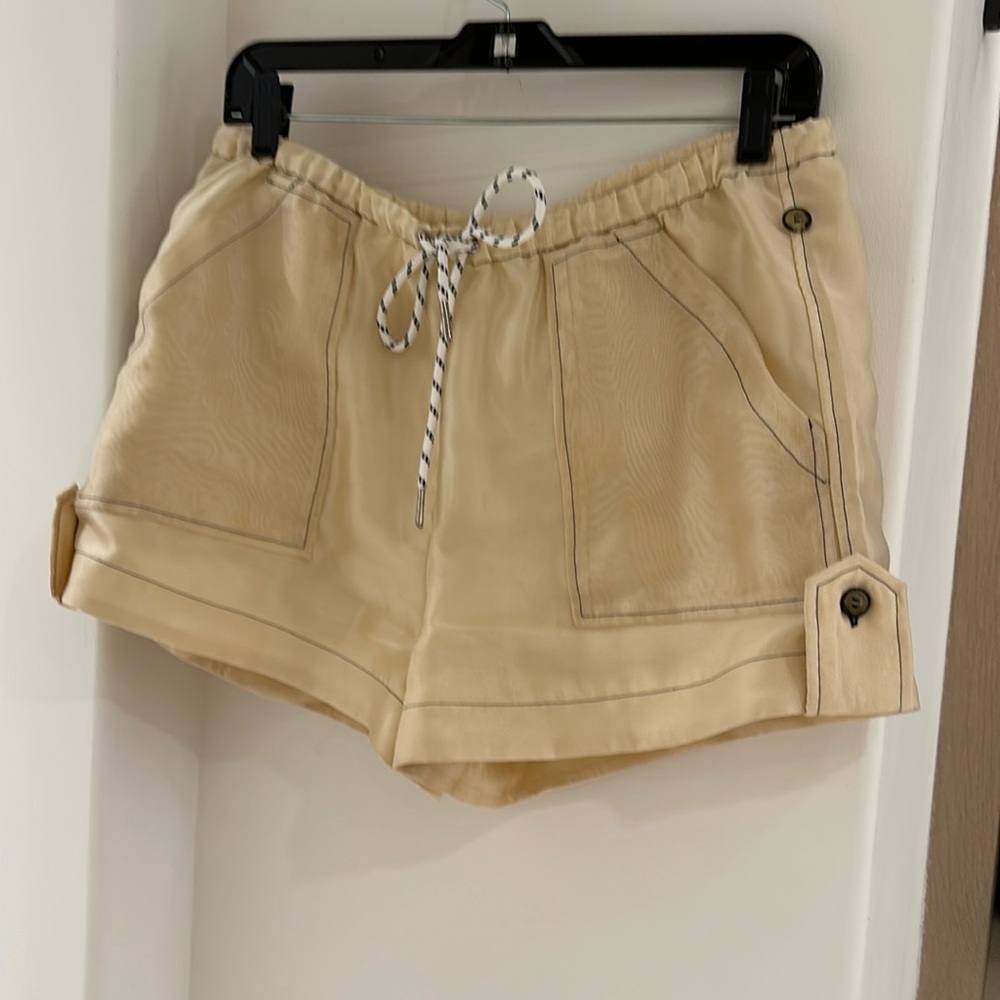 Ganni Organza cargo shorts in bone. Size small